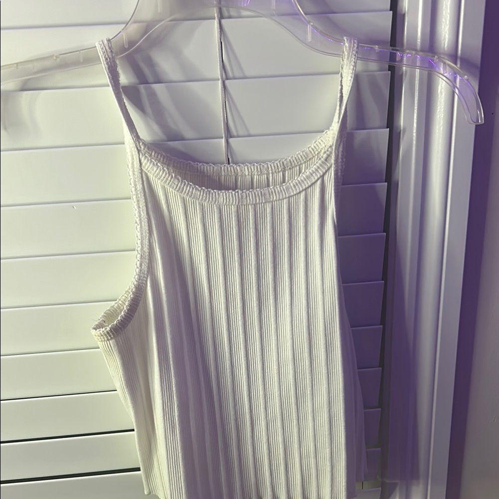 Ribbed White Tank Top